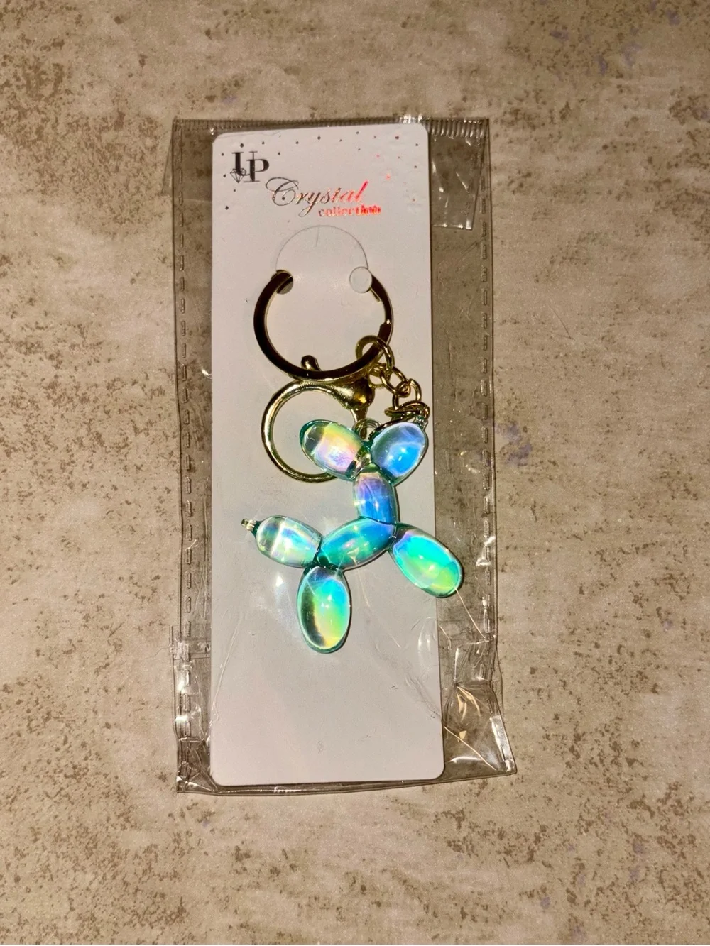 NWT - Iridescent Balloon Dog Keychain - Green/Blue - Purse Charm